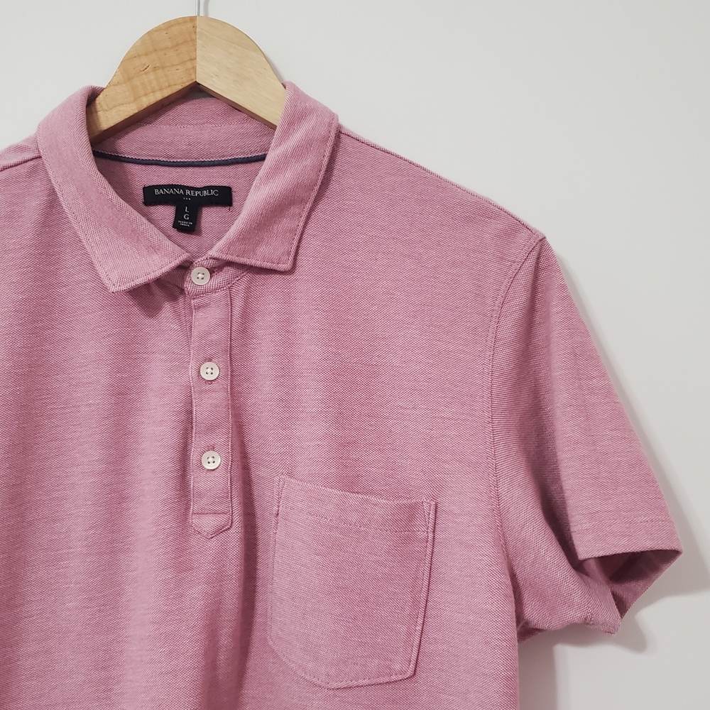 Banana Republic Marled Red Cotton Polo Shirt Large